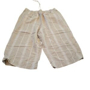 Lane Bryant Striped Neutral Striped‎ Linen Blend Pull On Capris Size 18 20 2X
